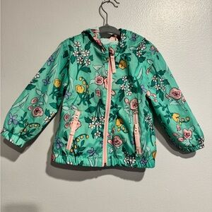 Cat & Jack Floral Raincoat - Green and Pink